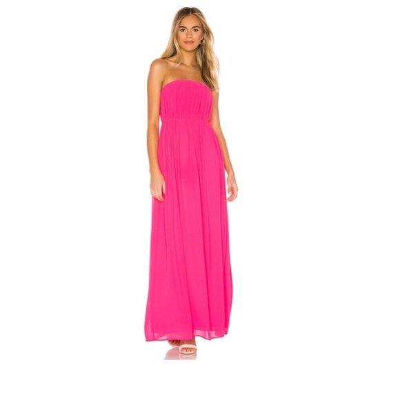 MAJORELLE Eleanora Pink Ruched Strapless Maxi Dress - Picture 1 of 8